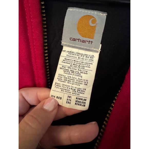 Carhartt RARE J04 Red Vintage Quilted Flannel Lined Firm Duck Active Jacket XXL - Picture 6 of 11